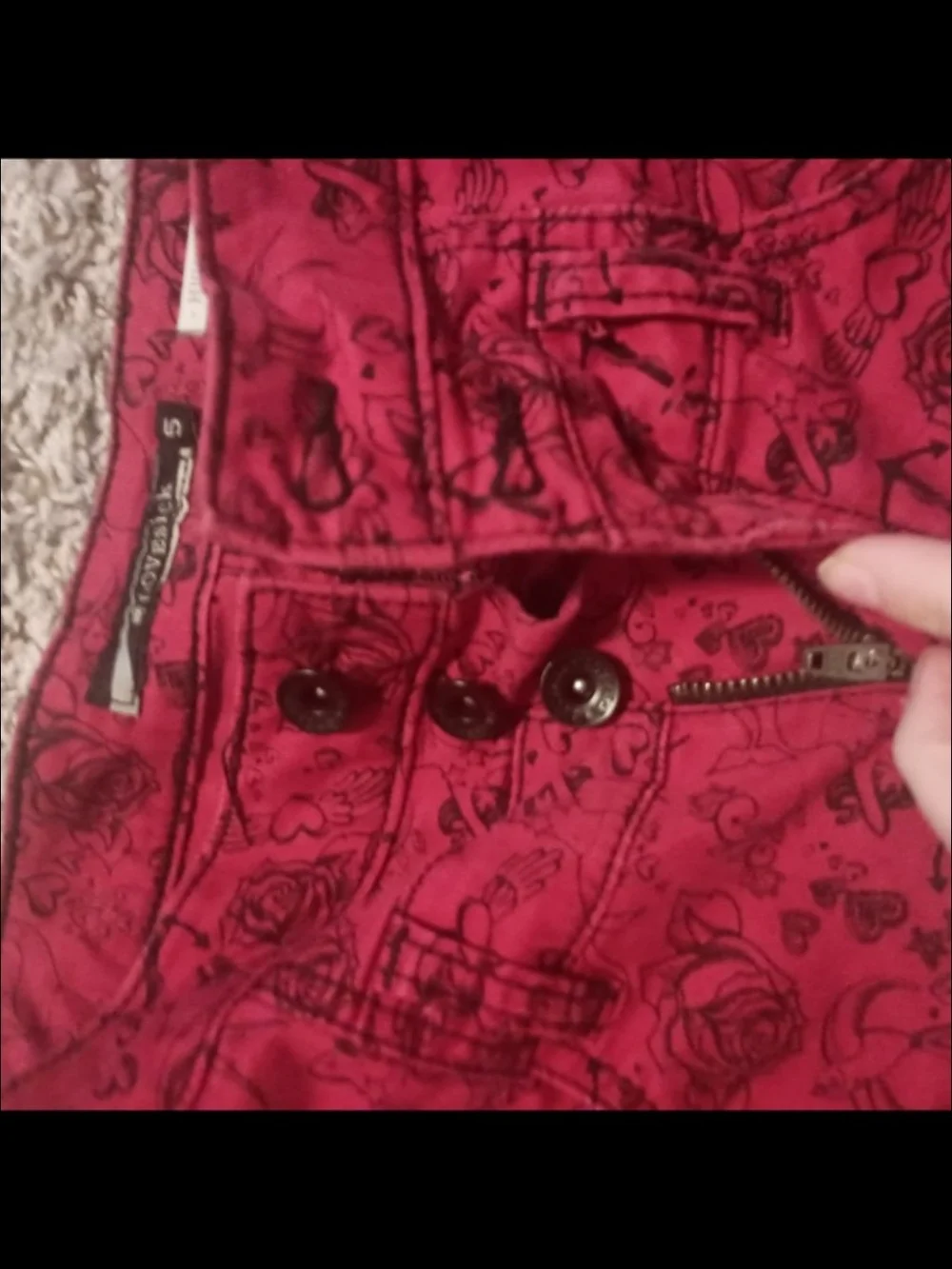 LOVEsick Red Pin-Up High-Waisted Shorts A pair of red high-waisted shorts with a
